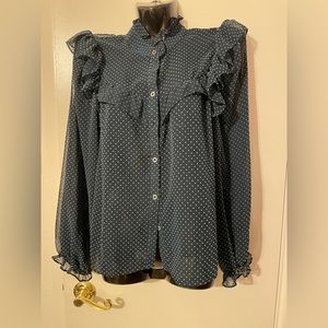 Zara  chiffon Ruffle Blouse size Medium